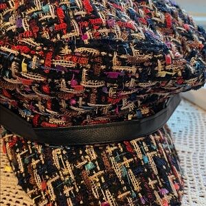 Multicolor Tweed Newsboy Cap